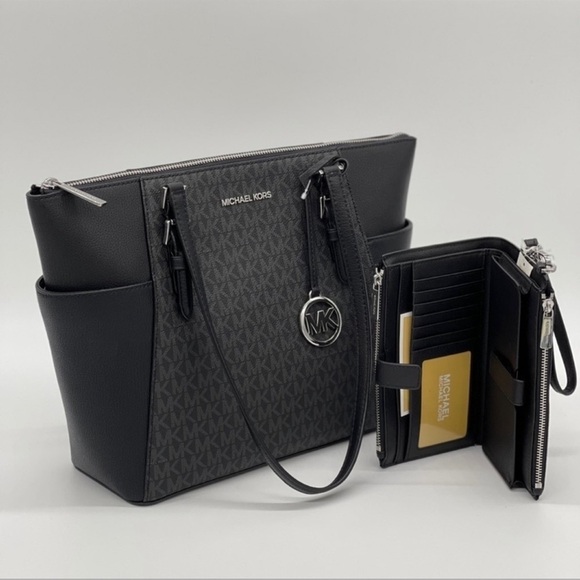 Michael Kors Charlotte Bag & Double Zip Wallet Black - Picture 5 of 10